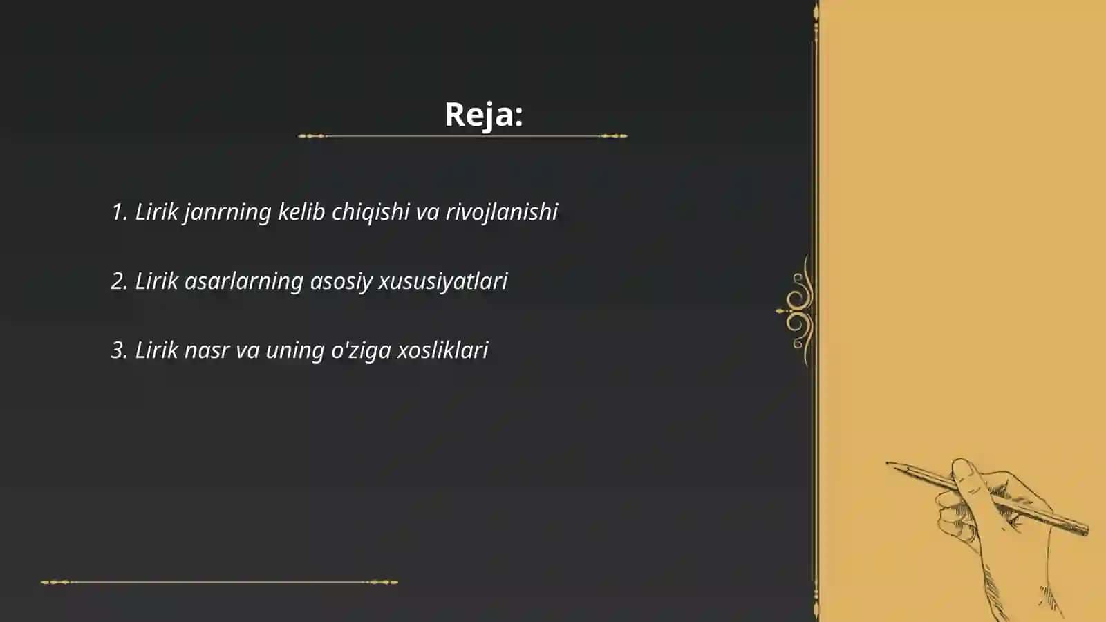 Lirik janrga mos matn ustida ishlash 2