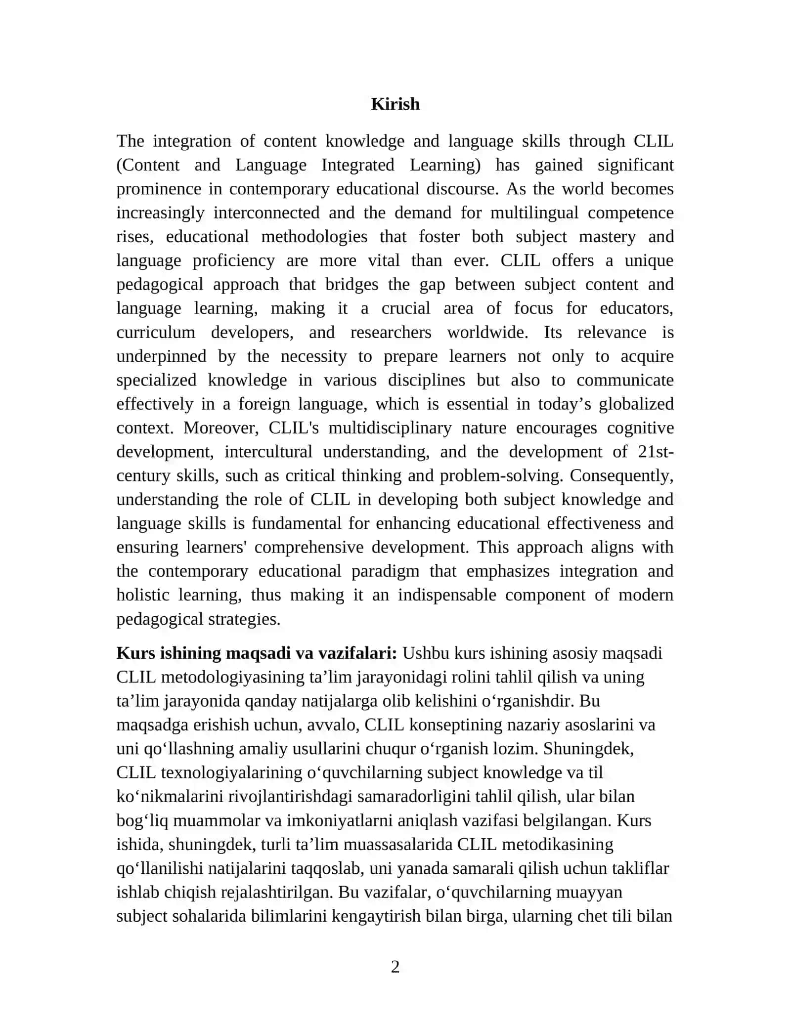 The role of CLIL in developing subject knowledge and language skills 2