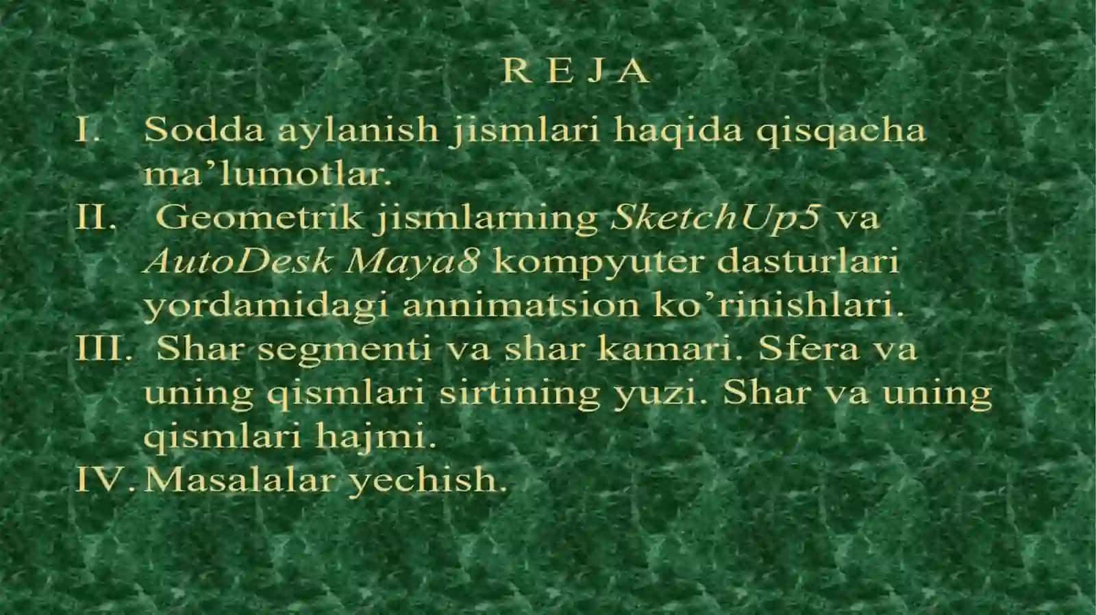 AYLANMA JISMLAR. SILINDR, KONUS, SHAR 2
