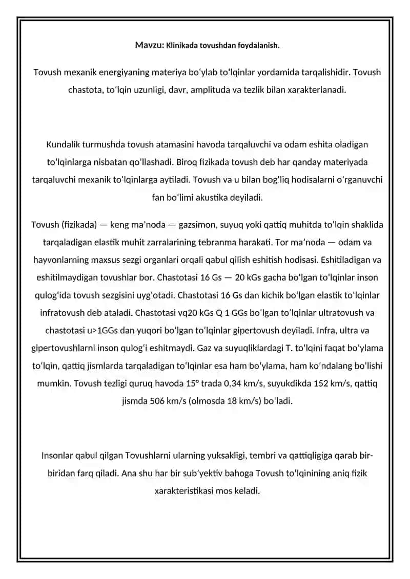 Klinikada tovushdan foydalanish 2