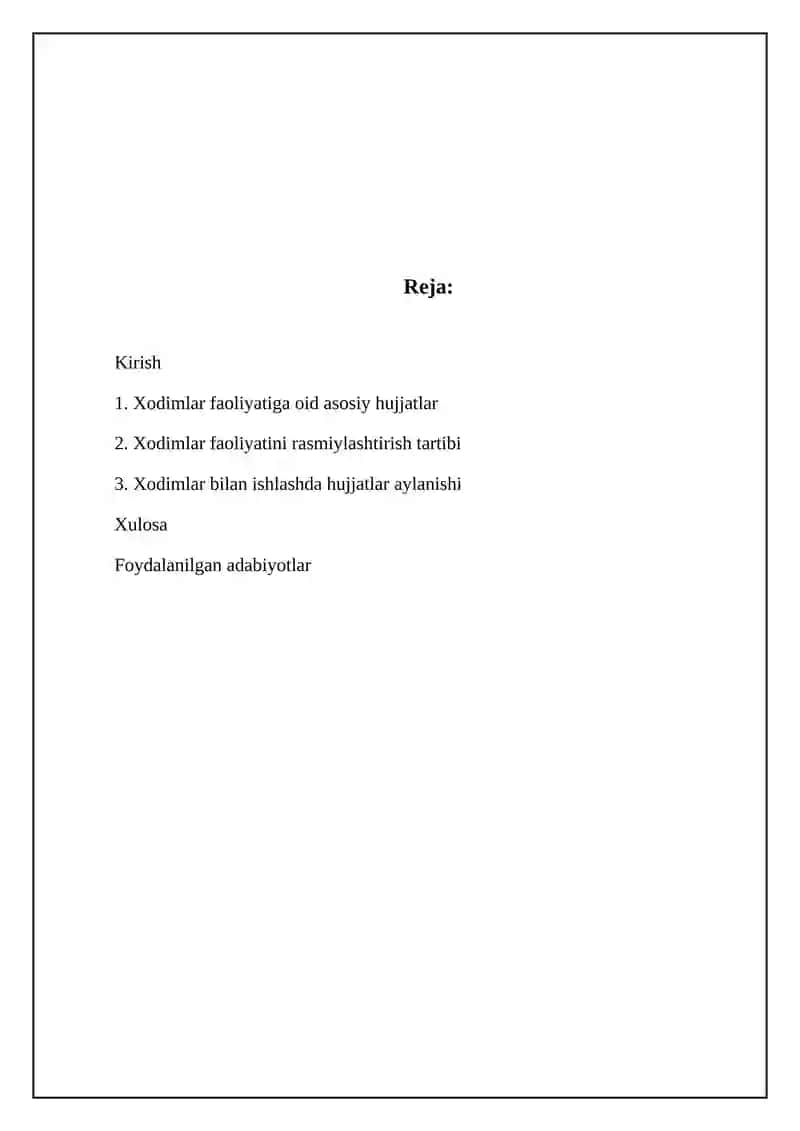 Xodimlar faoliyatiga oid hujjatlar 2