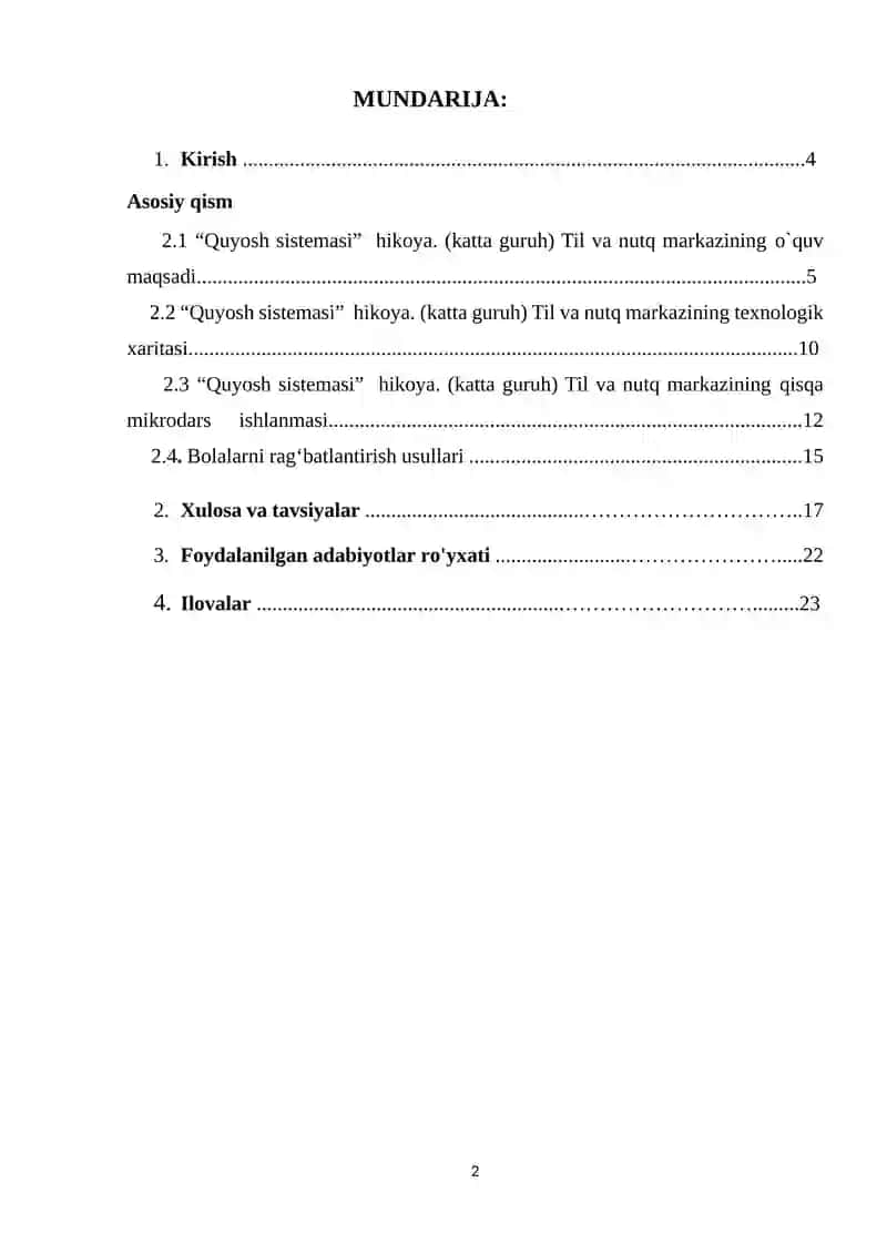 “Quyosh sistemasi”  hikoya. (katta guruh) Til va nutq markazi 2
