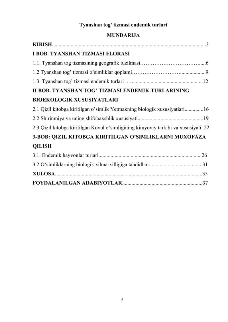 Tyanshan tog' tizmasi endemik turlari 2