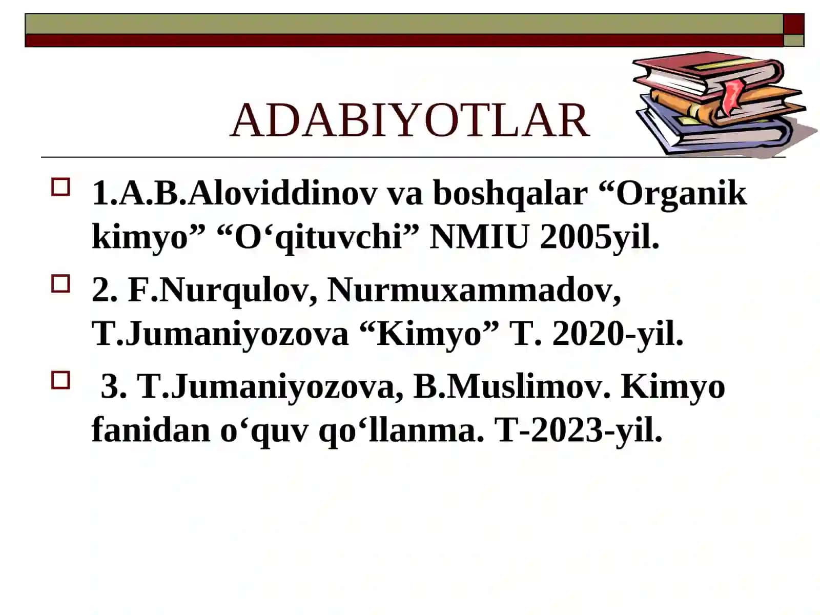 POLIMERLARNING NOMENKLATURASI, TURLARI, OLINISHI, XOSSALARI 2