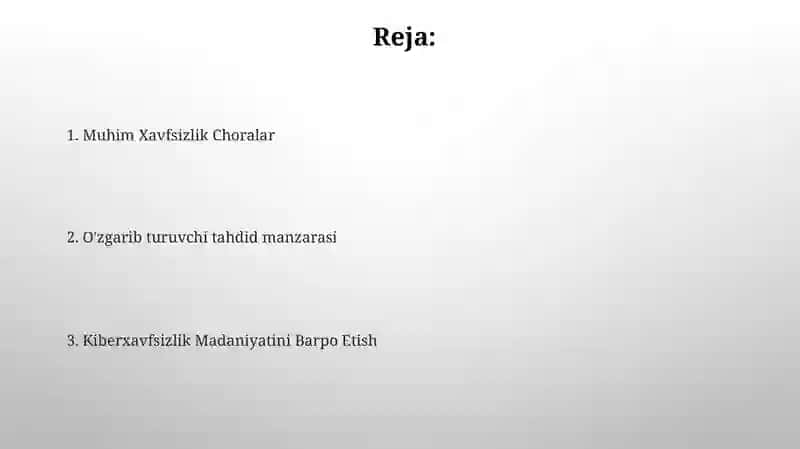 Muhim Xavfsizlik Choralar 2
