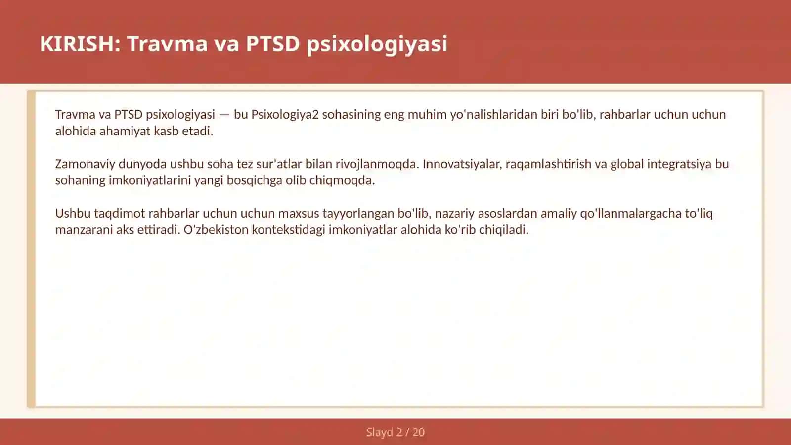 Travma va PTSD Psixologiyasi 2