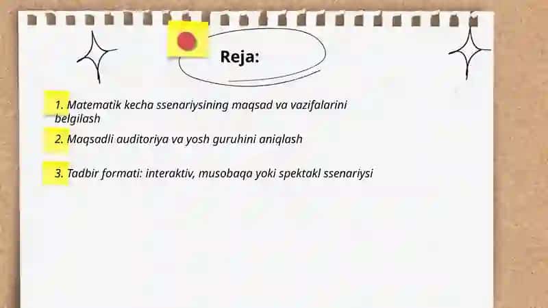 Matematik kecha ssenariysini tuzish 2