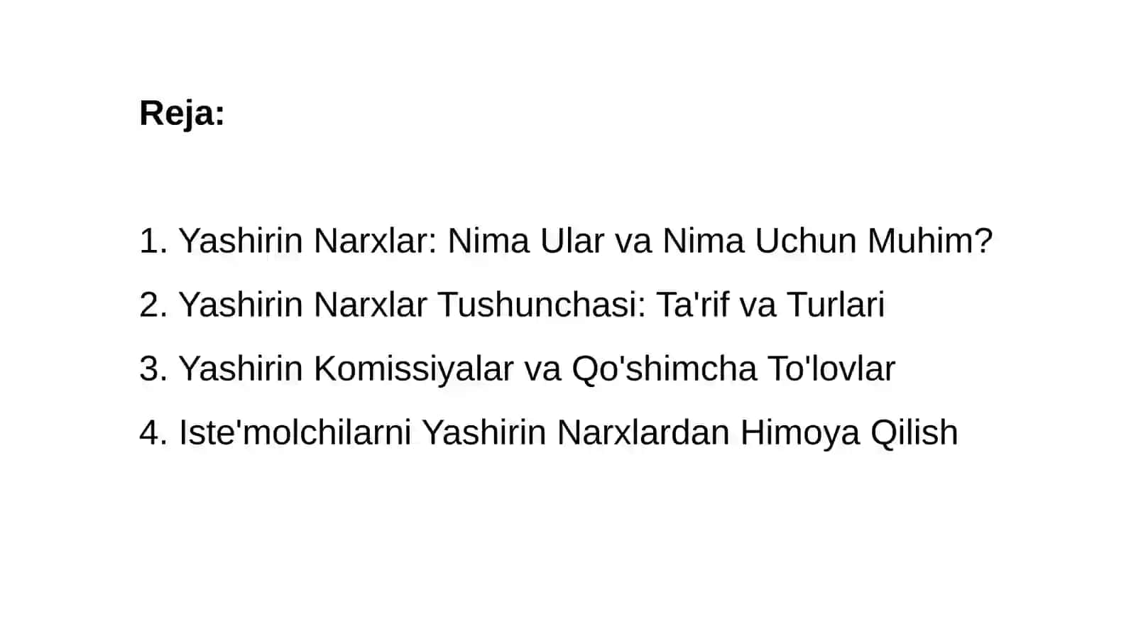 Yashirin narxlar tushunchasi 2
