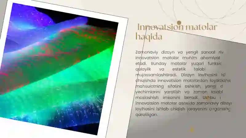 Innovatsion matolar asosida dizayn loyihasini ishlab chiqish 2
