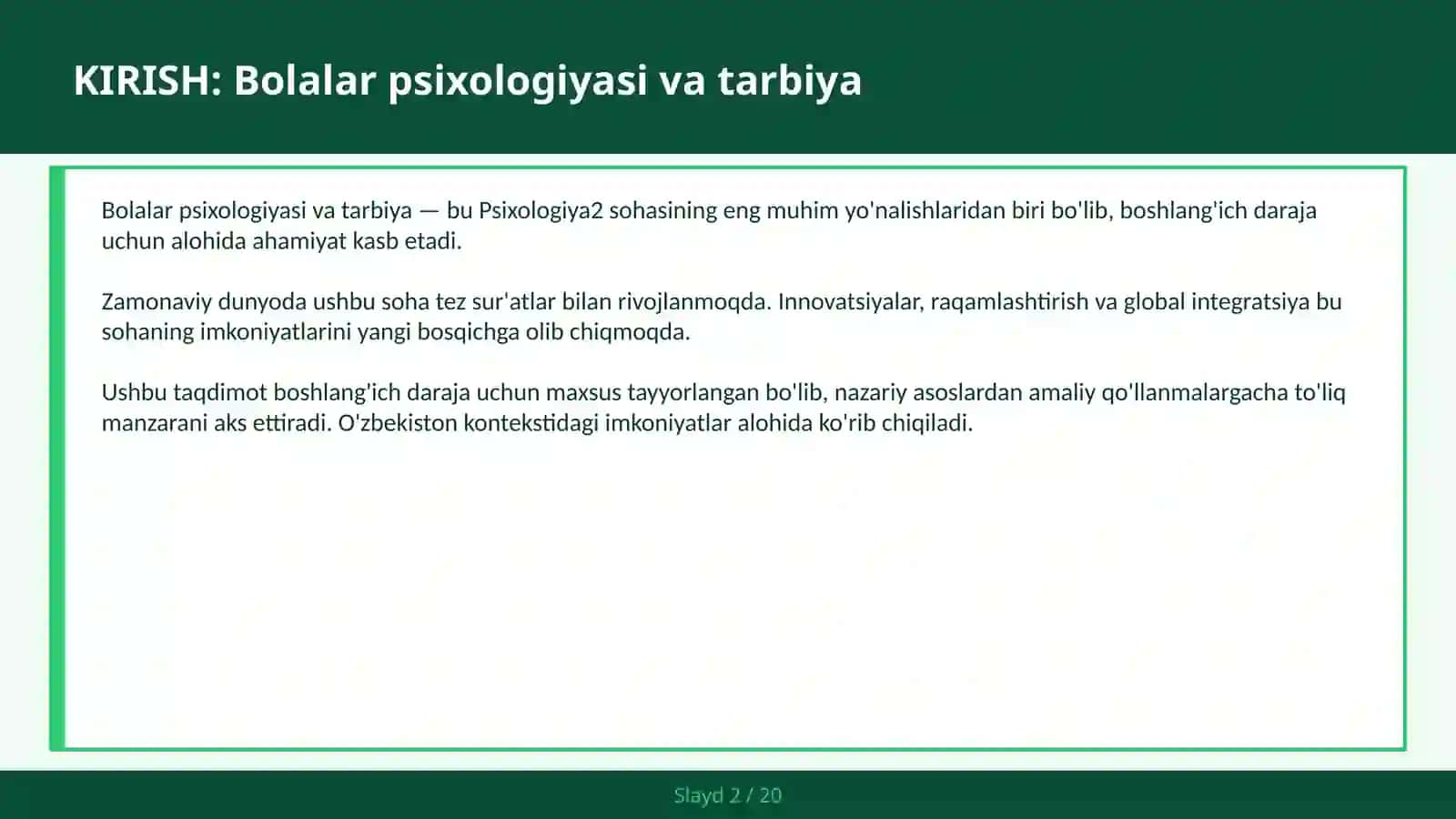 Bolalar psixologiyasi va tarbiya 2