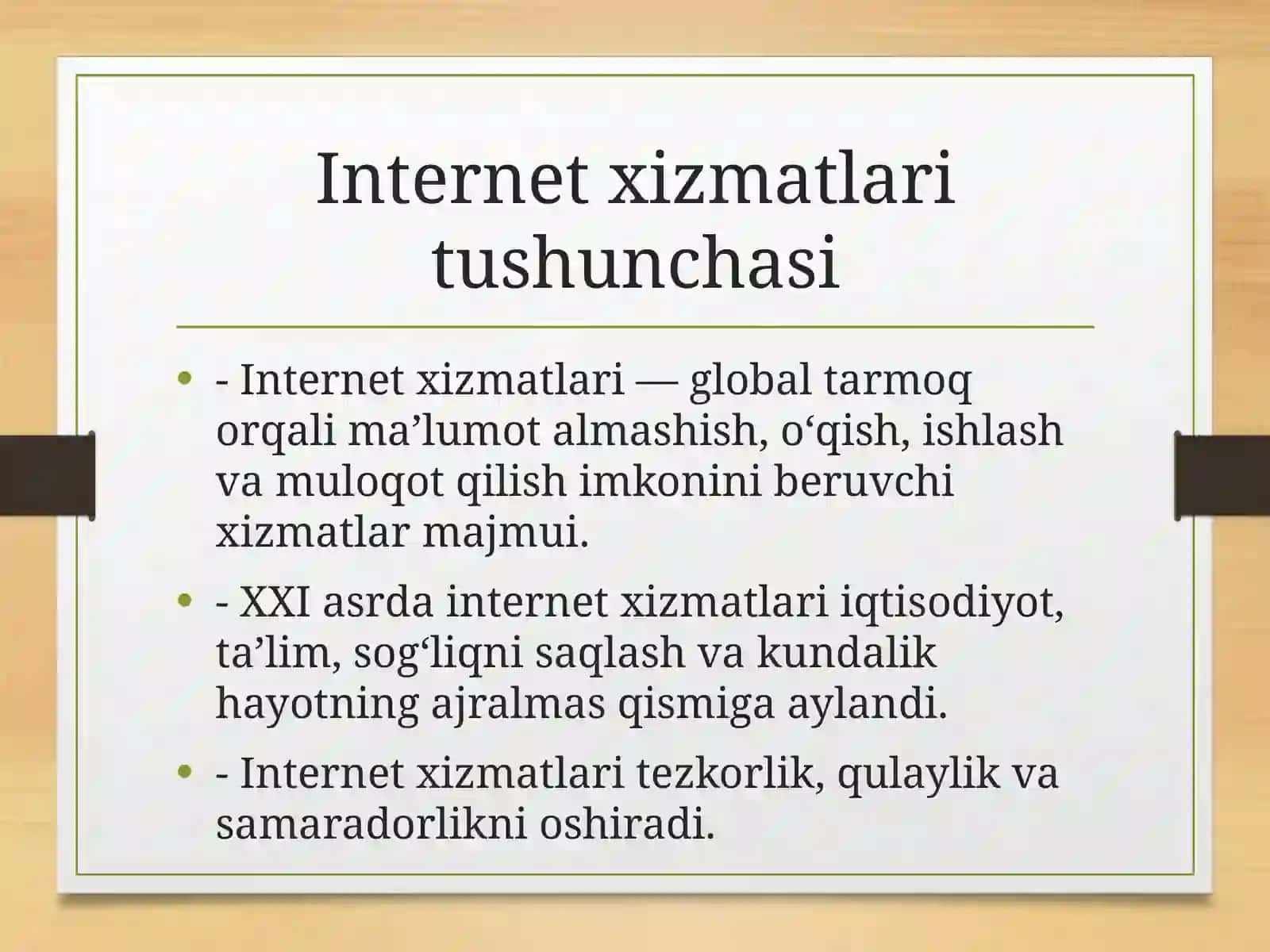 Internet xizmatlari va ularning turlari 2