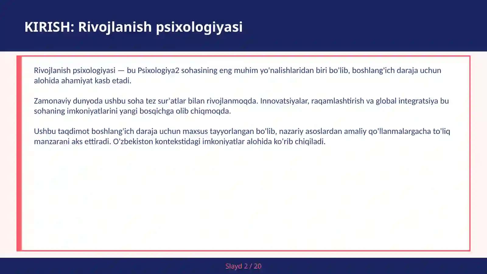 RIVOJLANISH PSIXOLOGIYASI 2
