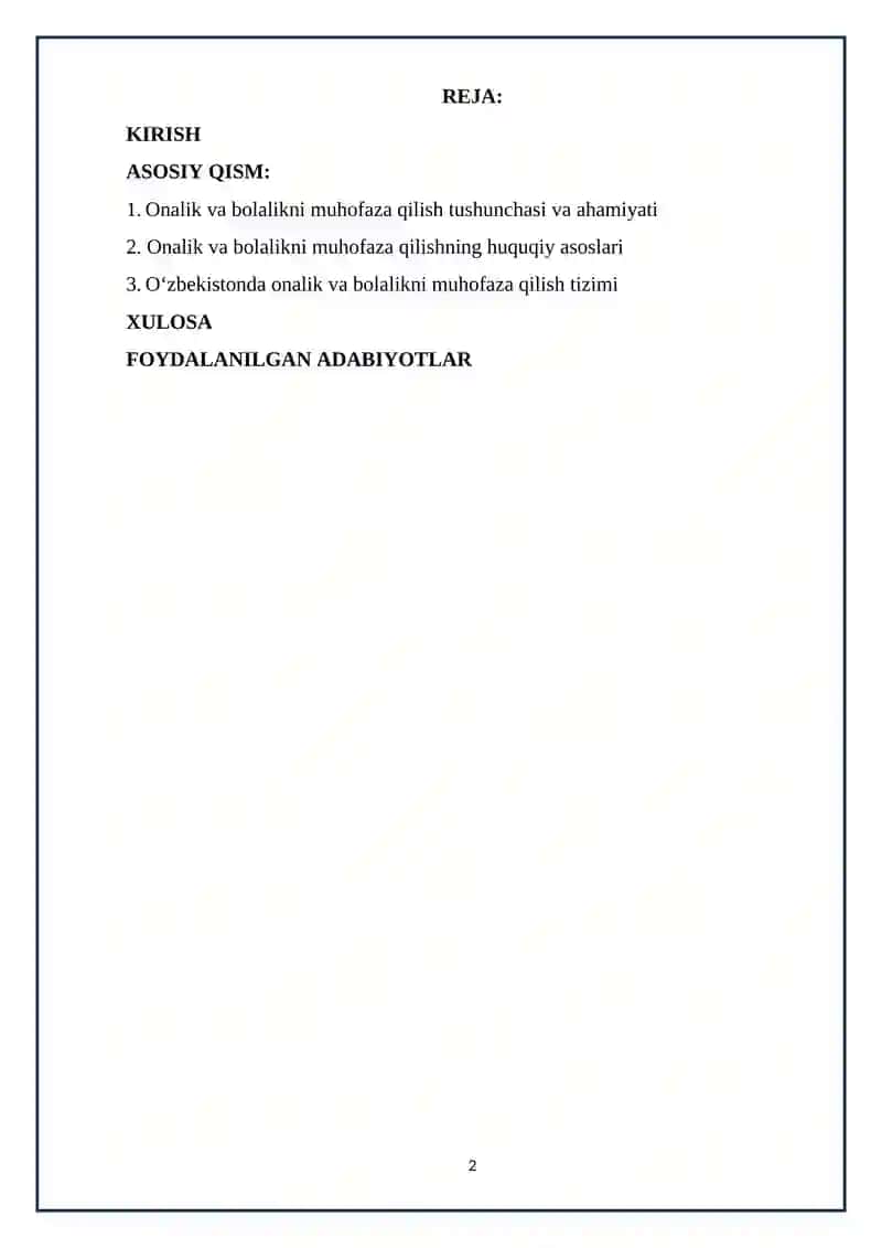 onalik va bolalikni muhofaza qilish 2
