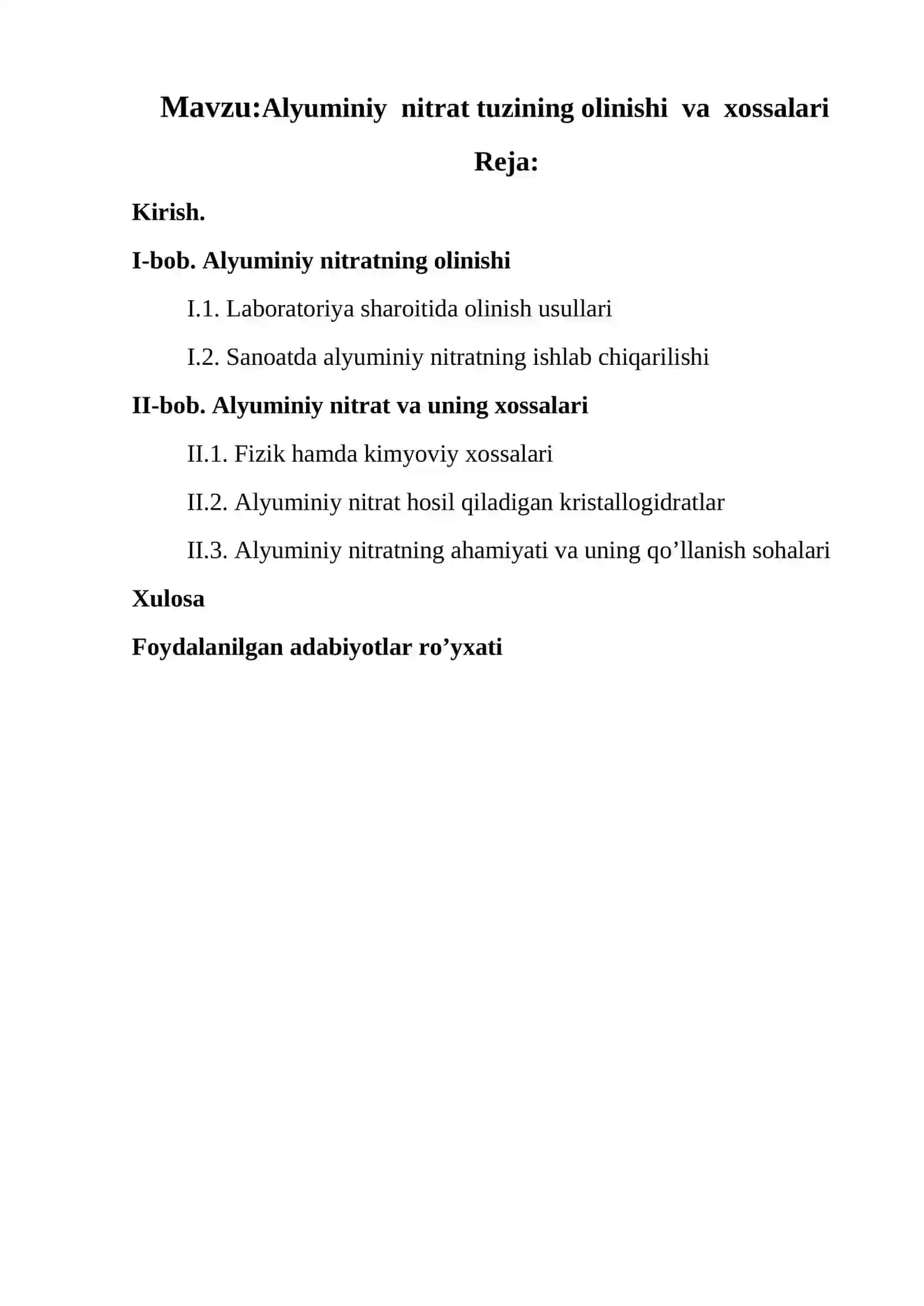 Alyuminiy nitrat tuzining olinishi va xossalari 2