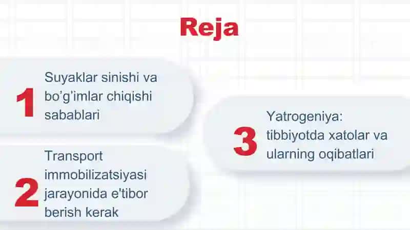 Suyaklar sinishi va boʼgʼimlar chiqishi 2