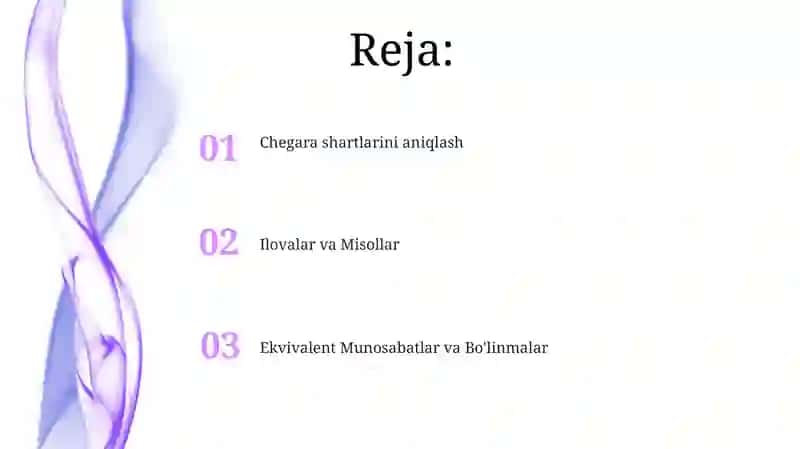 Ekvivalent sinfi va chegaraviy shartlar 2