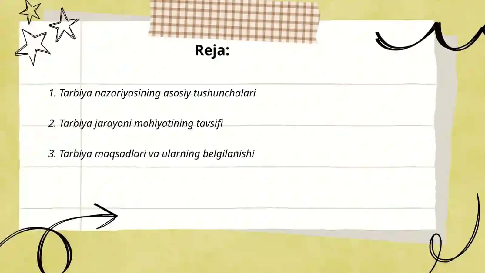 Tarbiya nazariyasi va tarbiya jarayonining mohiyati,mazmuni,maqsadi vazifalari 2