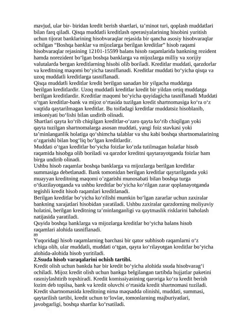 BANKLARDA KREDIT OPERATSIYALARINING BUXGALTERIYA HISOBI 2