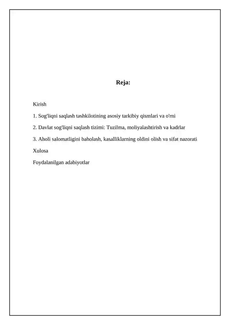 Jamoat salomatligi va sog'likni saklashni tashkil etish moduli 2