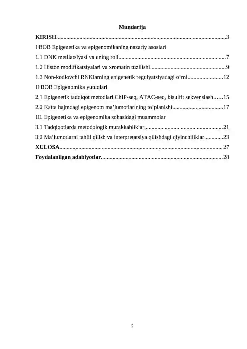Epigenetika va epigenomika sohasidagi yutuqlar muammolar va istiqbollar 2