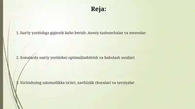 Sun'iy yoritishning ahamiyati 2