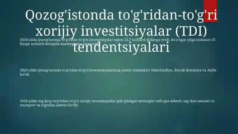 Qozog'Iston Investitsiya Faoliyati 2
