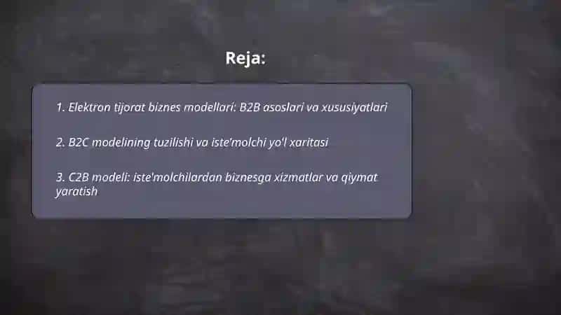 Elektron tijorat biznes modellari 2