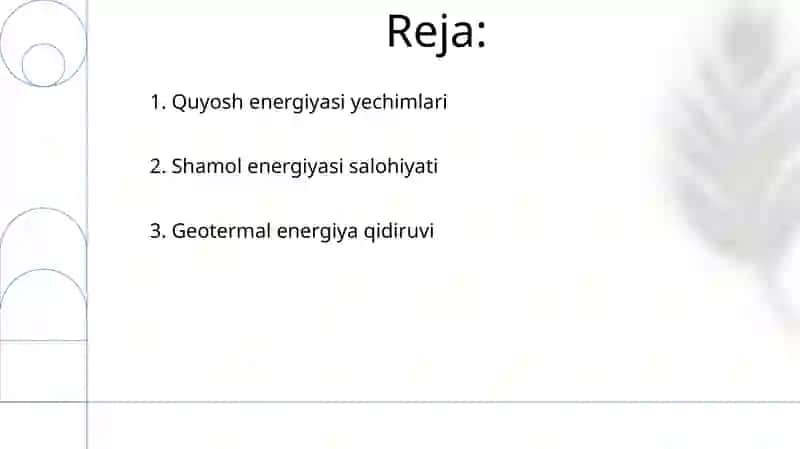 Quyosh energiyasi yechimlari 2