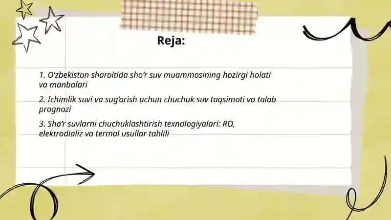 Sho‘r suvlarni chuchuklashtirish g‘oyasi 2