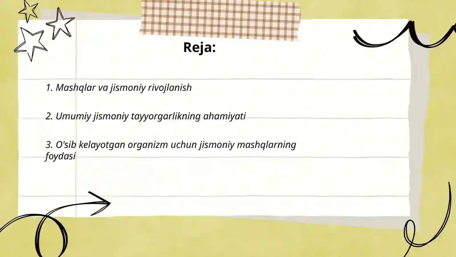 Mashqlar va jismoniy rivojlanish 2