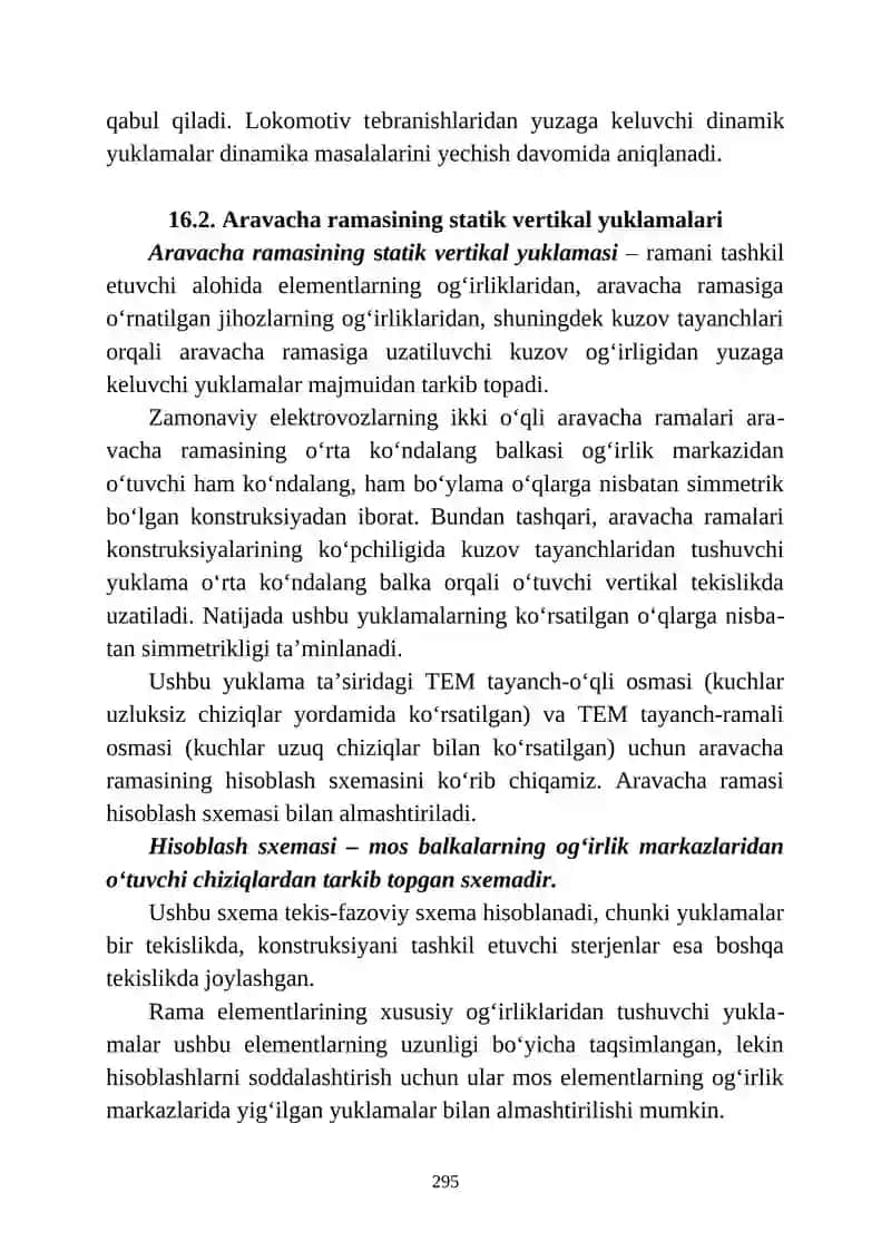 Aravachalar ramalarining hisobiy yuklamalari 2