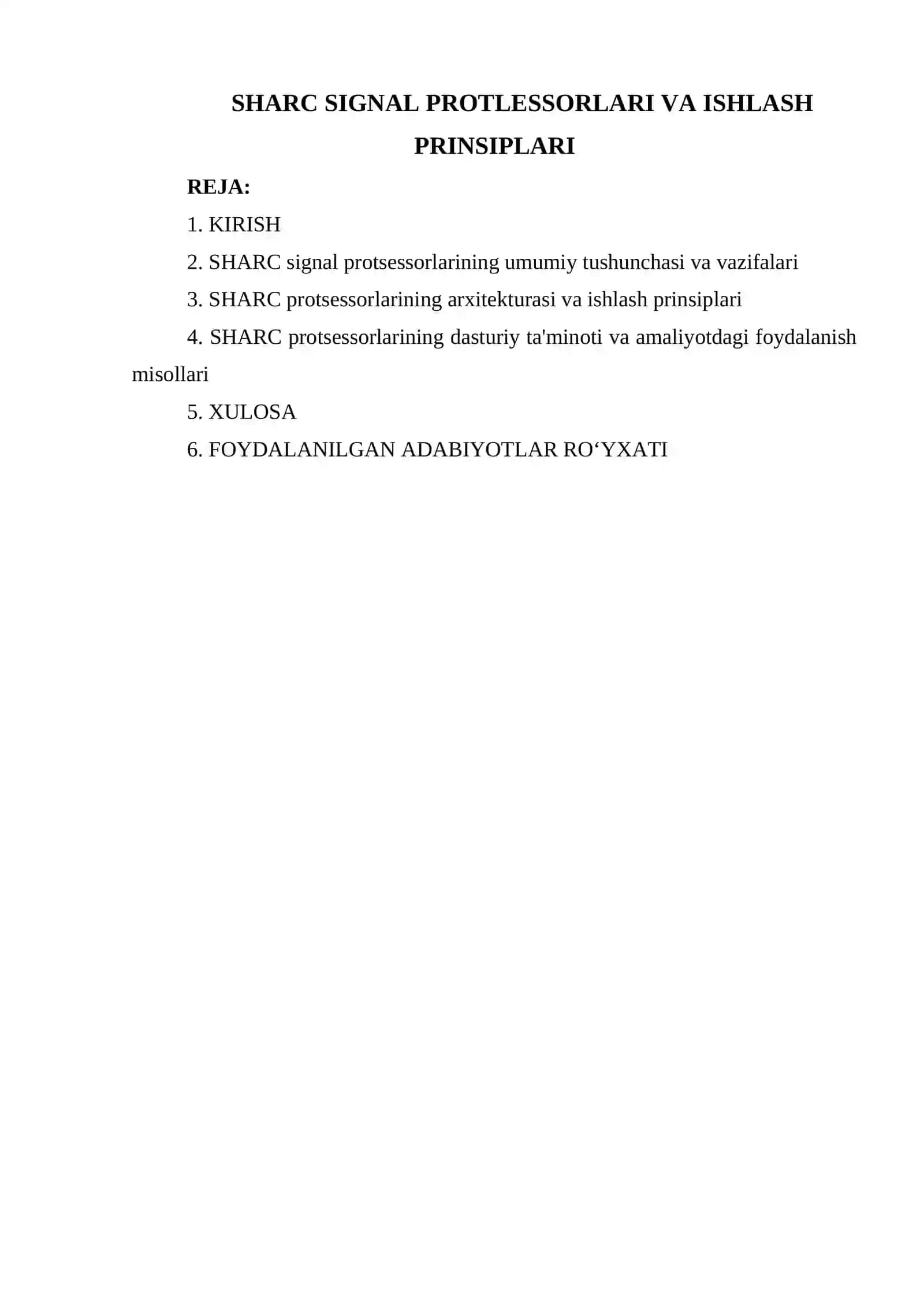 SHARC SIGNAL PROTLESSORLARI VA ISHLASH PRINSIPLARI 2