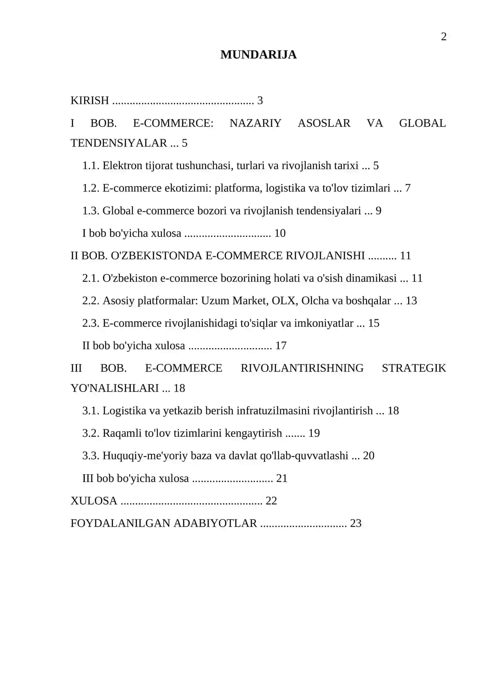 E-commerce platformalarining O'zbekistondagi rivojlanishi 2