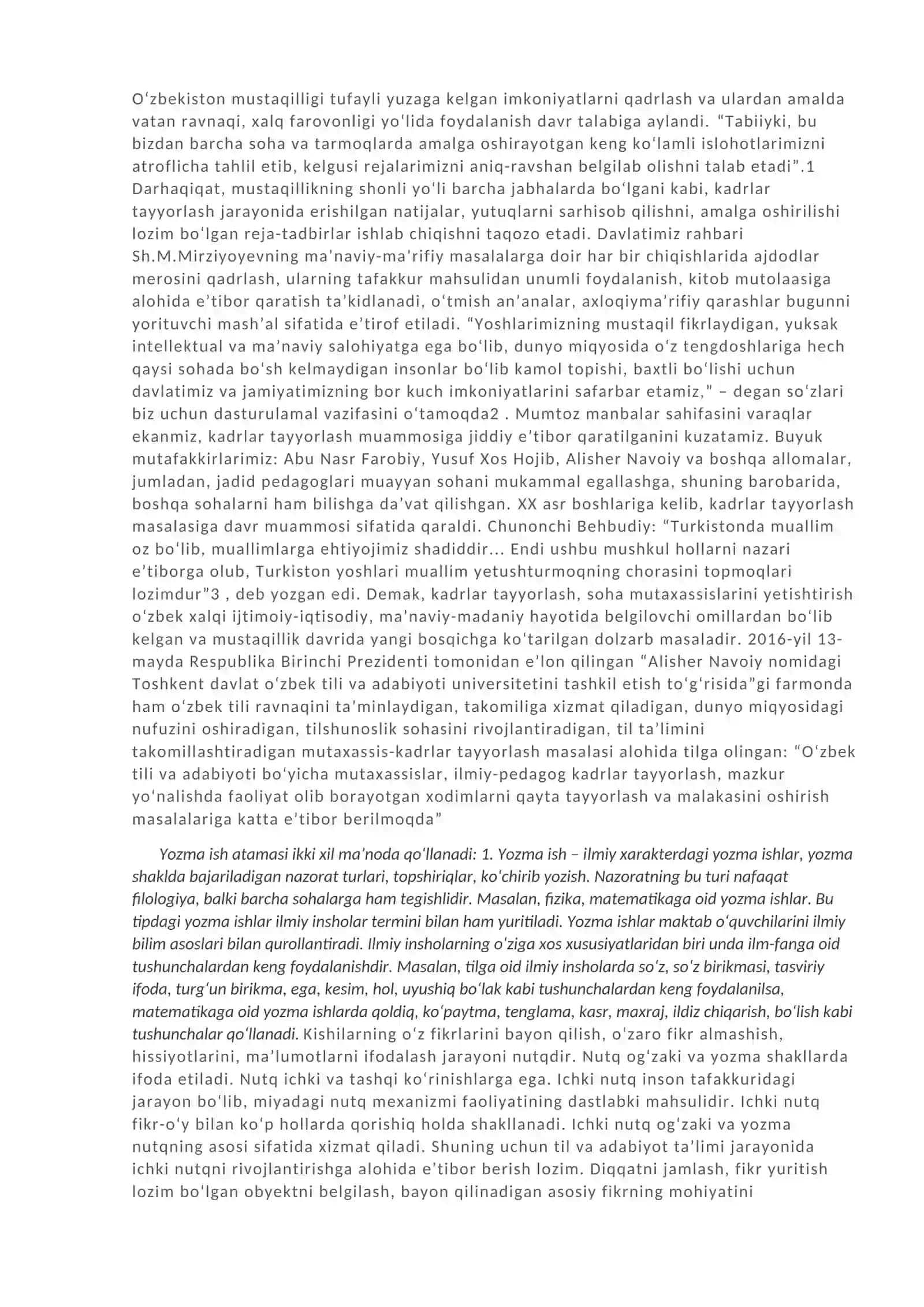 Yozgan Mustaqil ta’limi 2