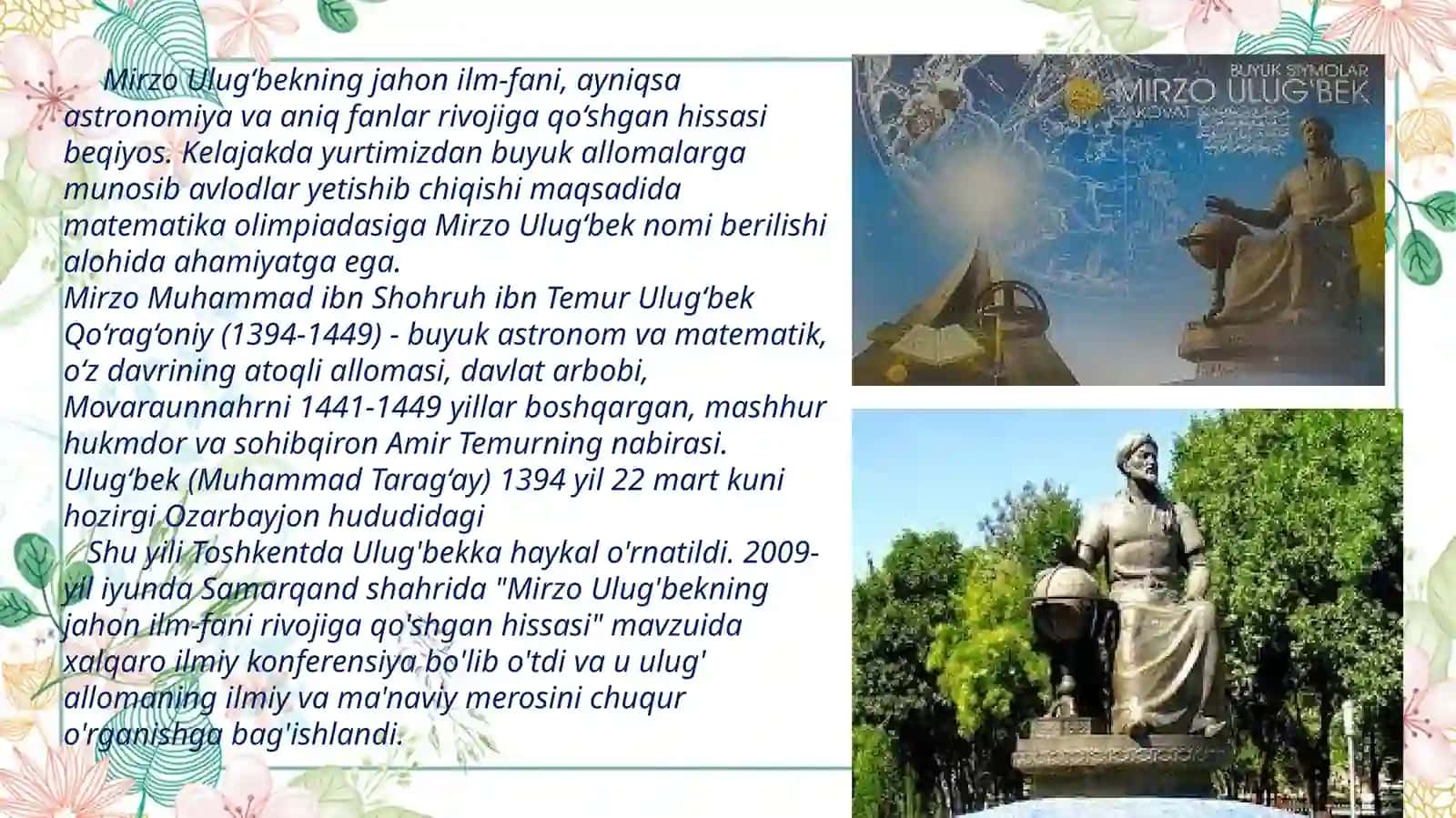MIRZO ULUG'BEKNING,,MATEMATIKA"GA QO'SHGAN HISSASI 2