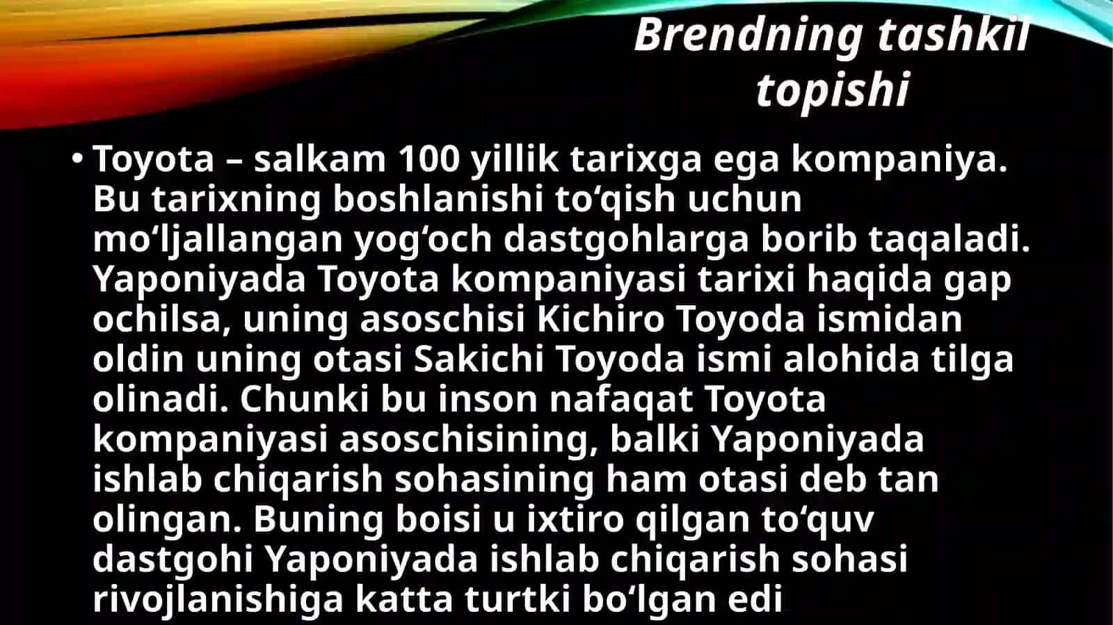 Toyota Salkam Companiyasi Tarixi 2