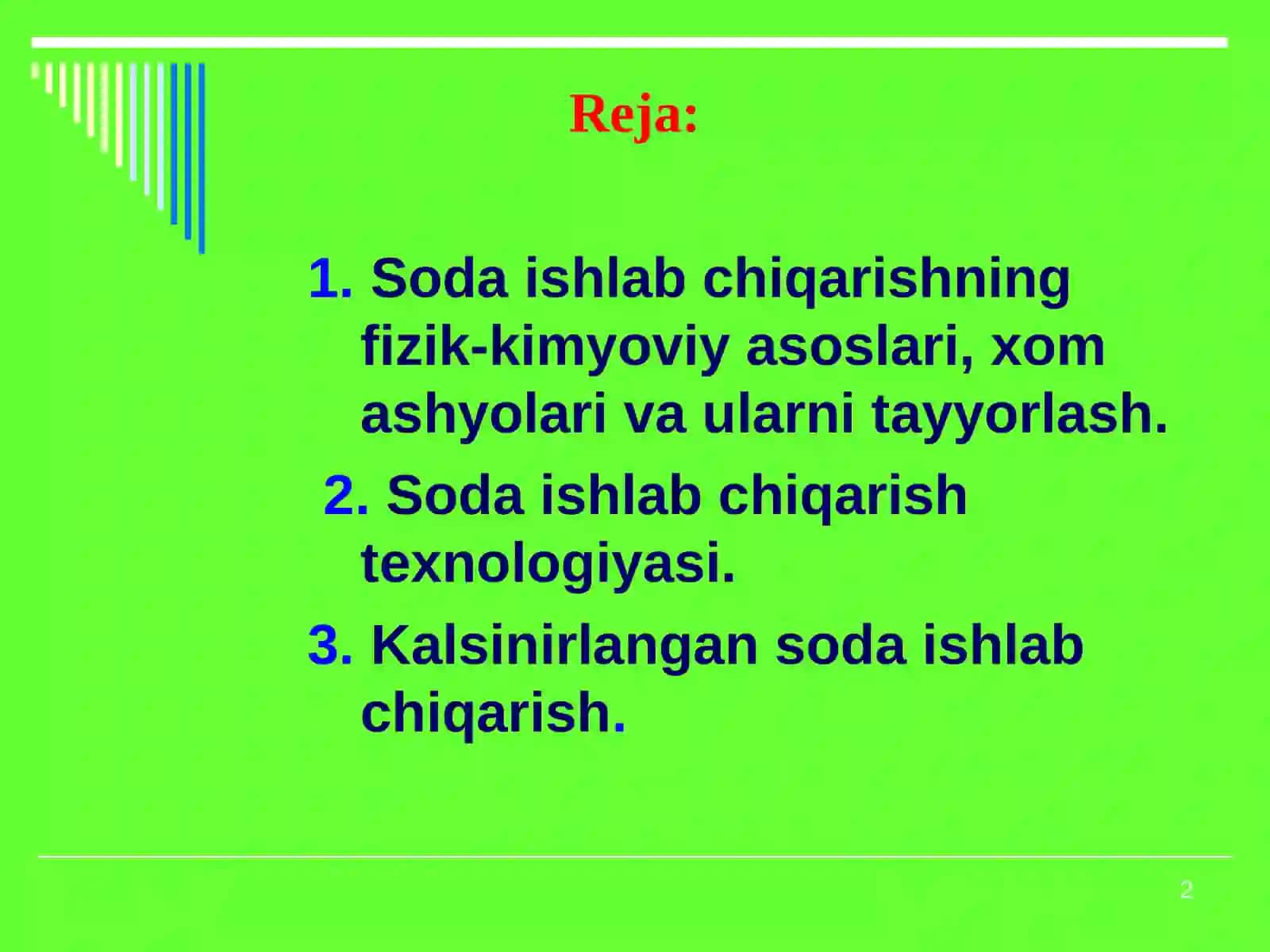 Soda ishlab chiqarish. 2