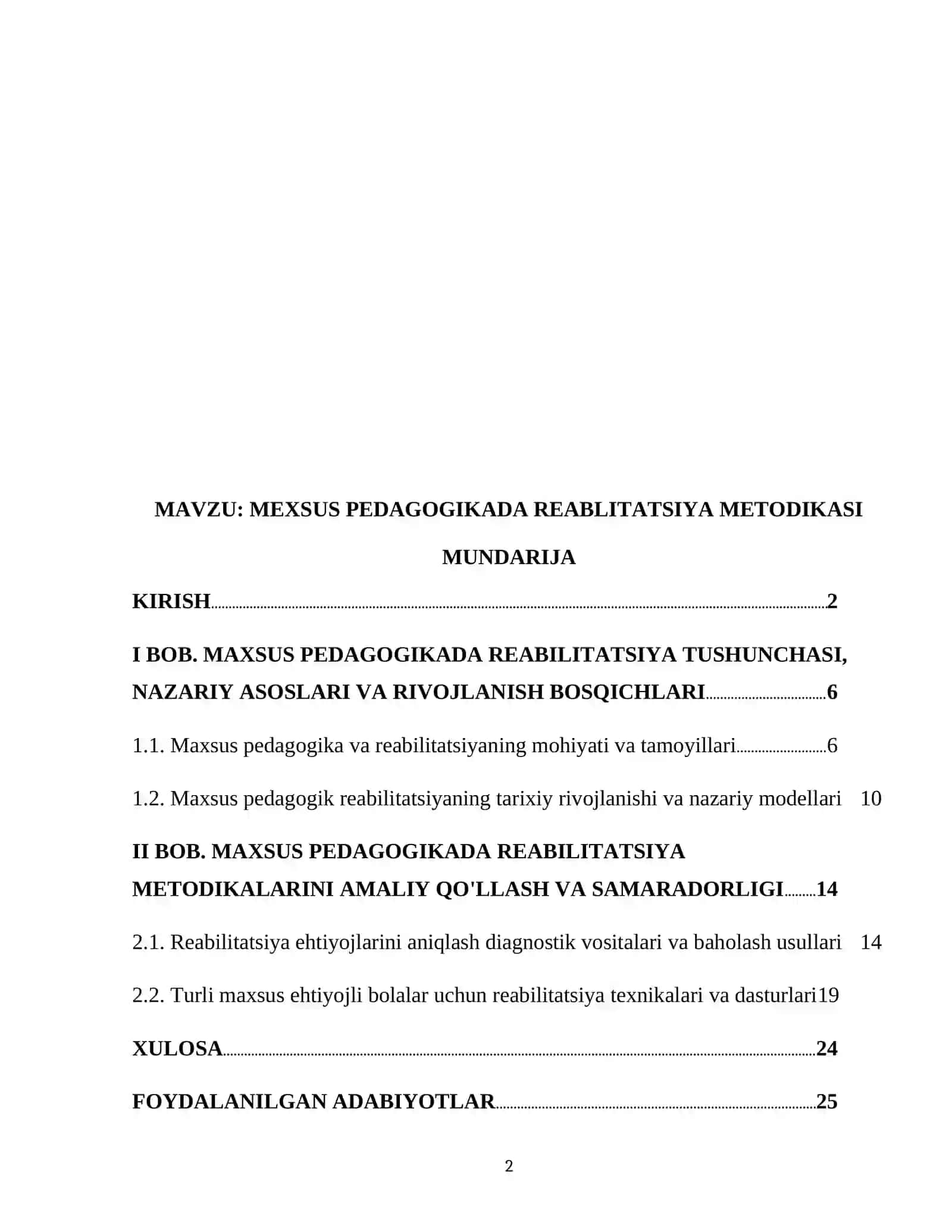MEXSUS PEDAGOGIKADA REABLITATSIYA METODIKASI 2