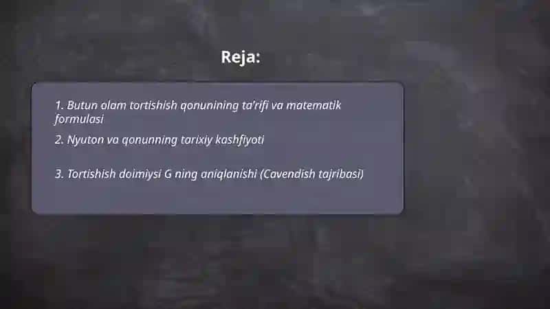Butun olam tortishish qonuni 2