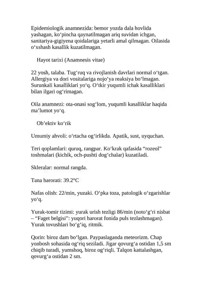 Qorin tifi kasallik tarixi 2