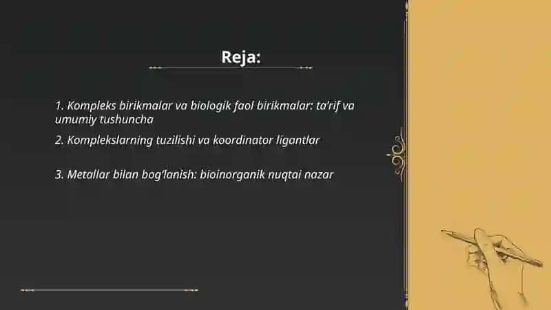 Kompleks birikmalar-biologik faol birikmalar 2