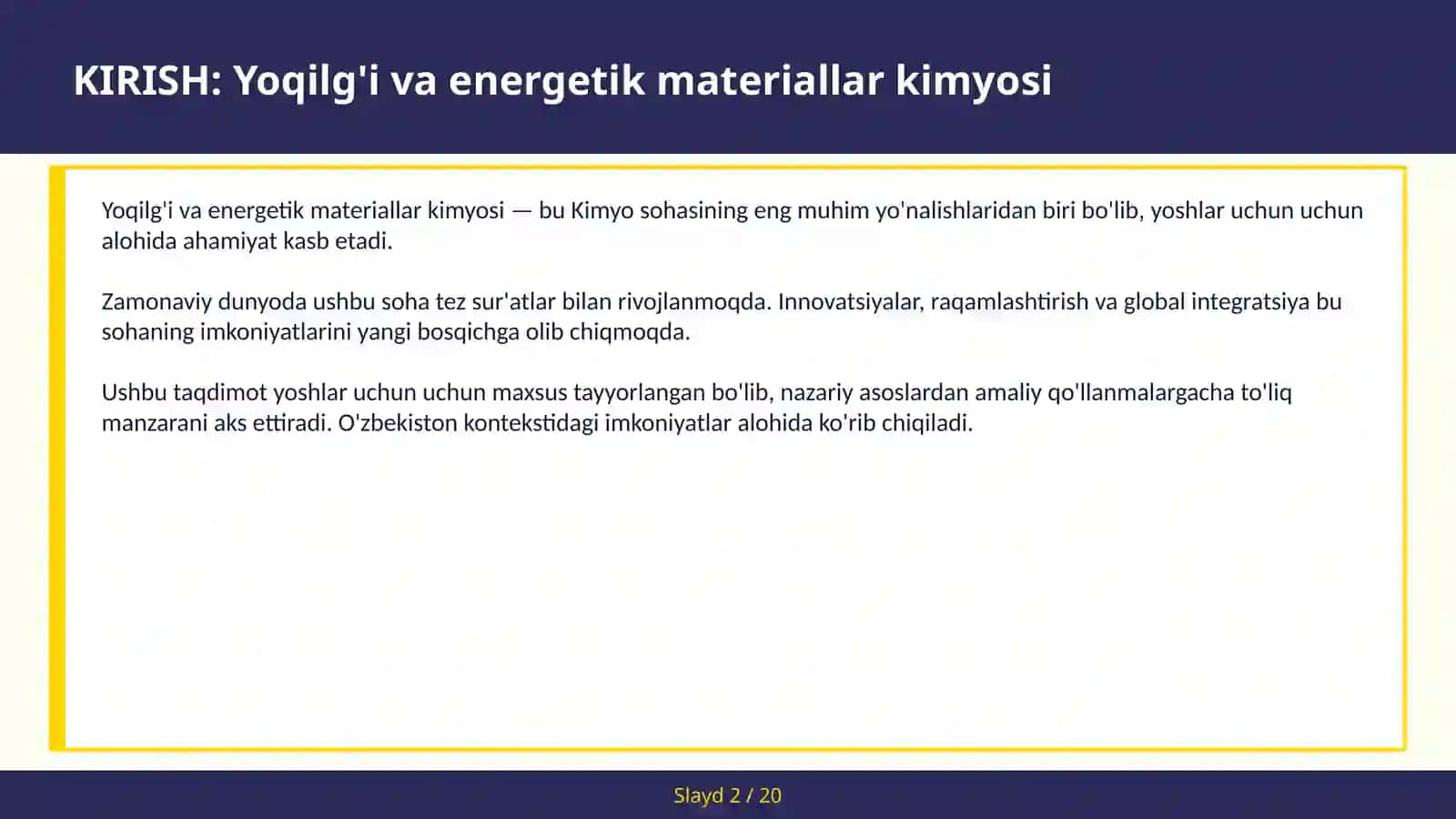 Yoqilg'i va energetik materiallar kimyosi 2