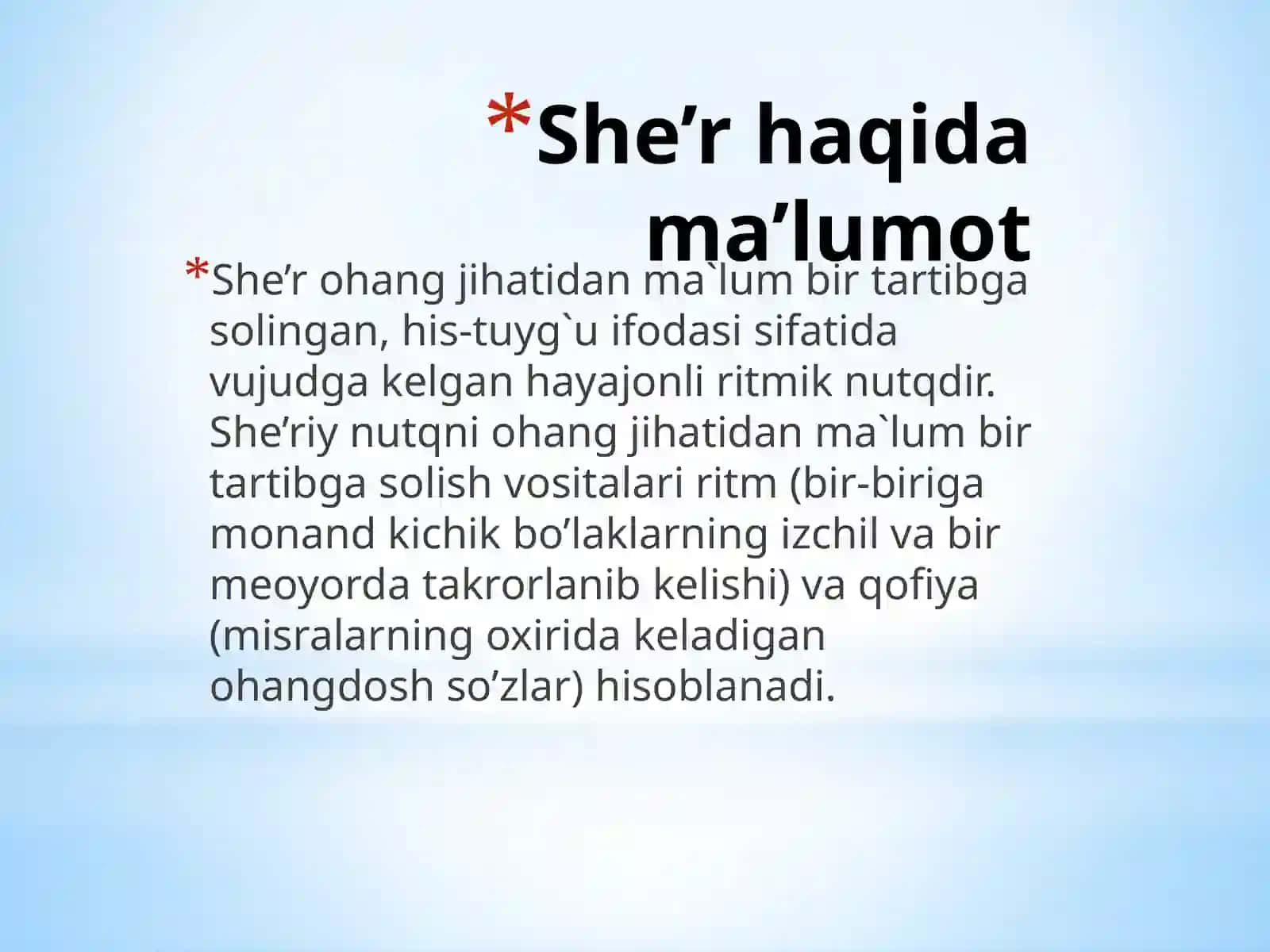 SHE’R O’QITISH METODIKASI 2
