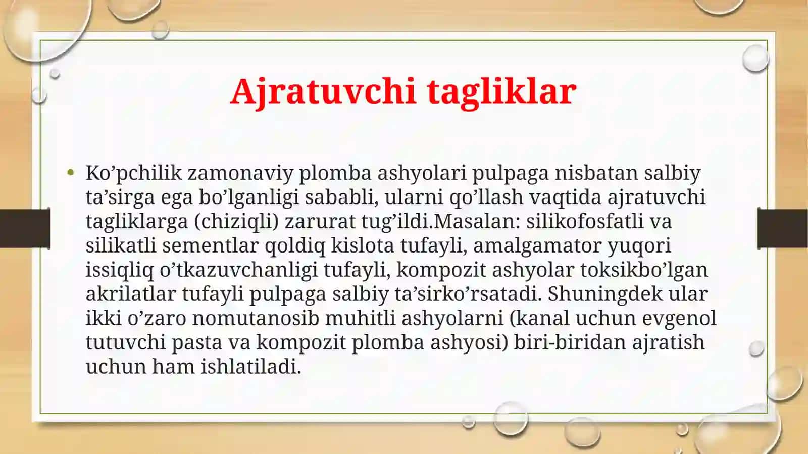Ajratuvchi va davolovchi tagliklar 2