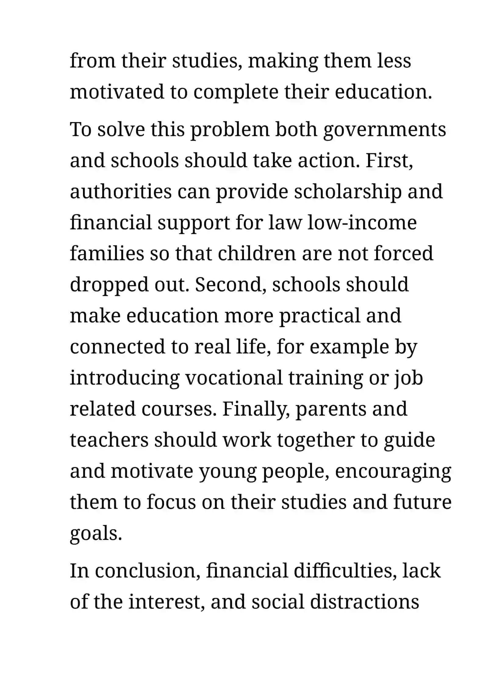 Reasons for Young People Dropping Out of School 2