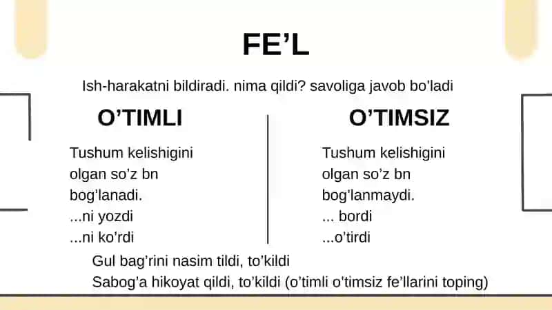 Fe’l so’z turkumi taqdimot 2