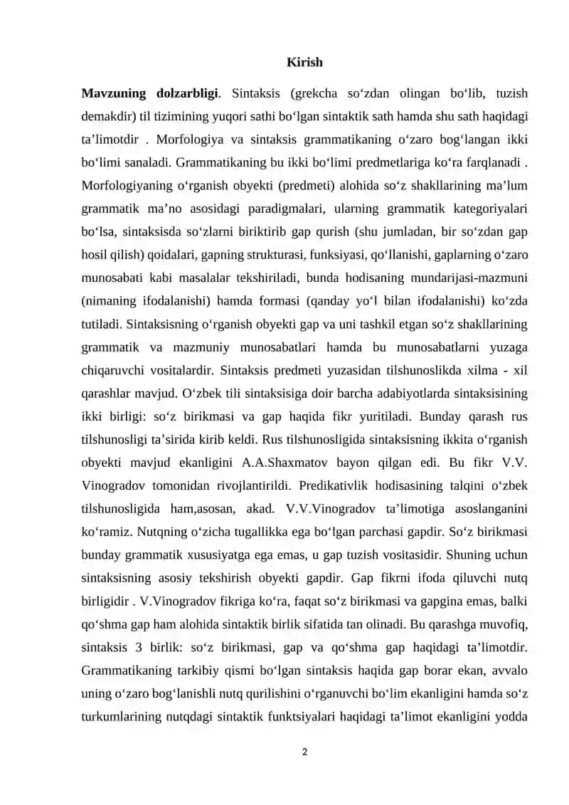 Sintaktik aloqa va sintaktik munosabat(Kurs ishi) 2
