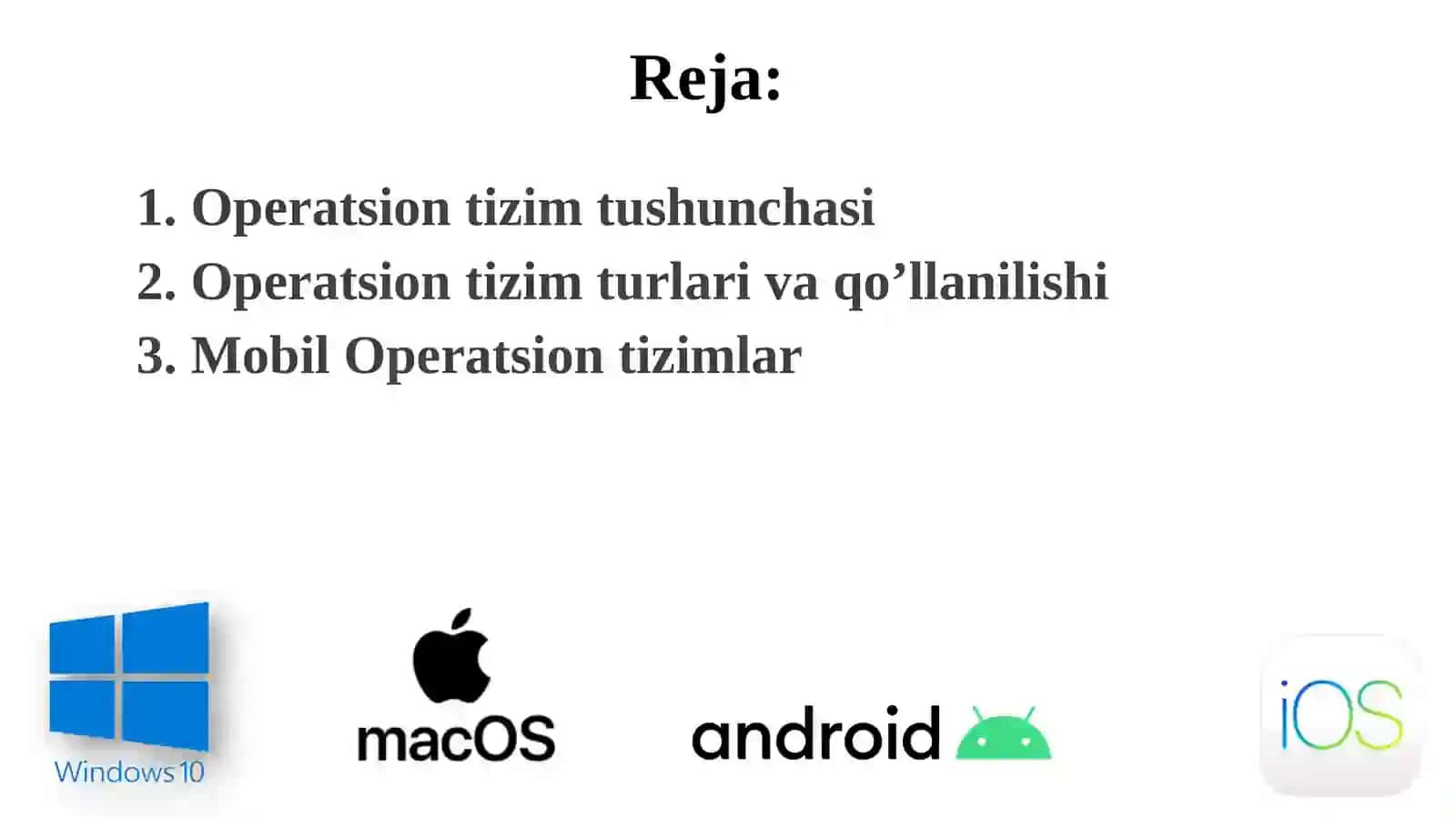 OPERATSION TIZIMLAR, ULARNING TURLARI 2