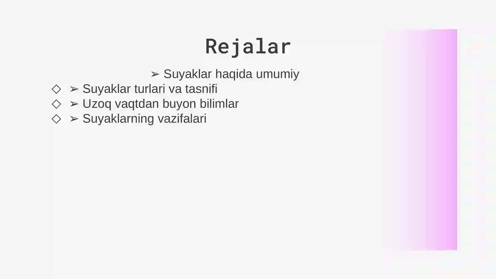 SUYAKLARNIG TURLARI VA VAZIFASI 2