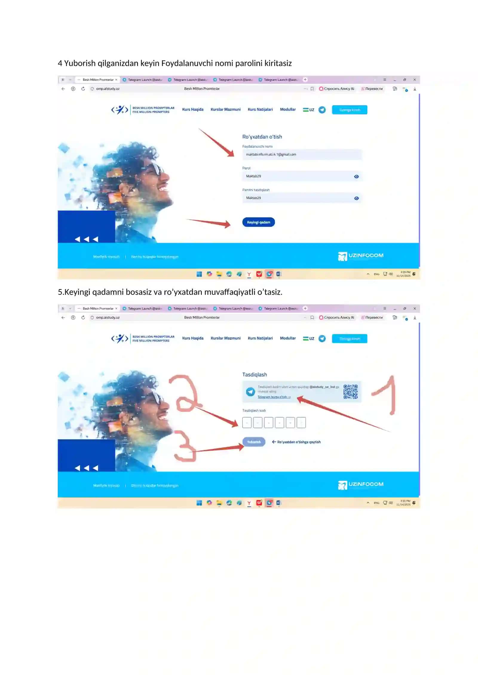 Telegram bot orqali o'quvchilarni ro'yxatdan o'tkazish 2